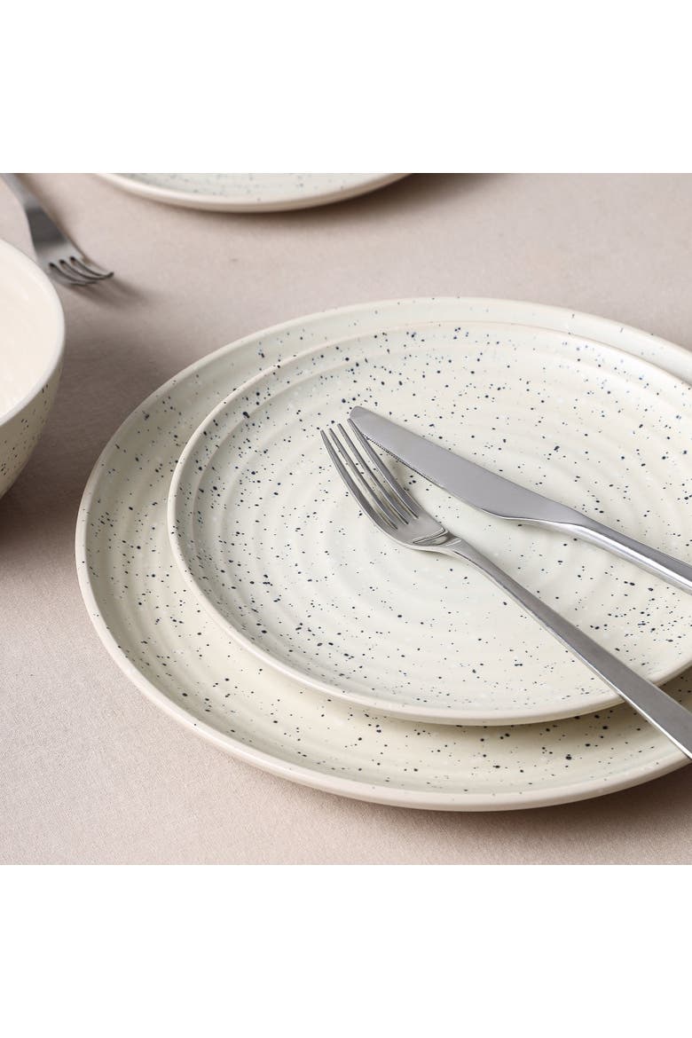 Dua Stoneware 24-Piece Dinnerware Set, Alternate, color, White