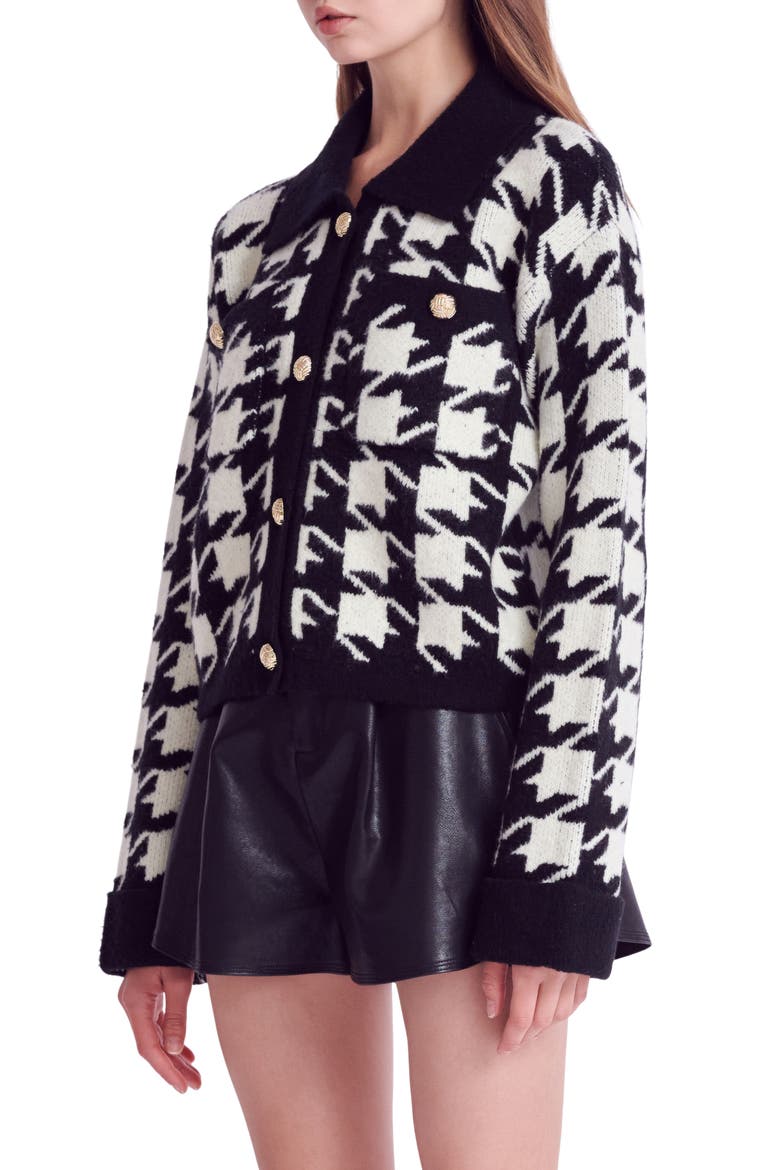 Houndstooth Cardigan, Alternate, color, BLACK/ CREAM