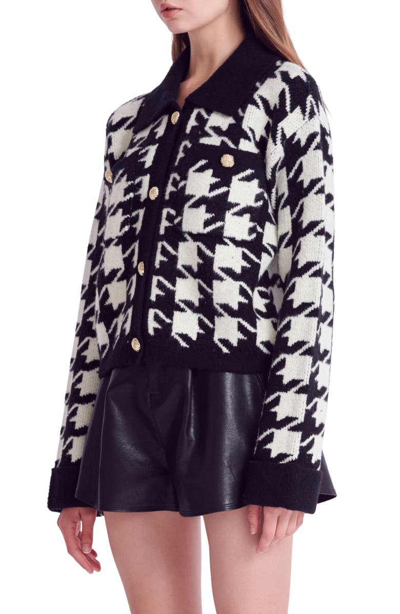 English Factory Houndstooth Cardigan, Alternate, color, 