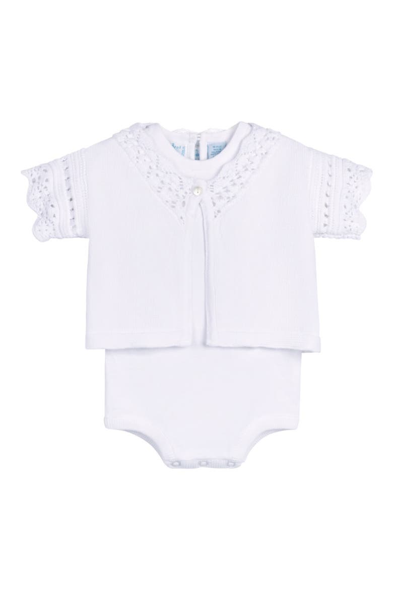 Cotton Cardigan & Bodysuit Set, Main, color, WHITE