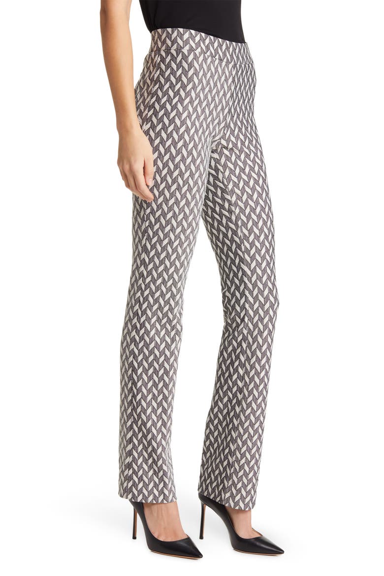 Chevron Knit Boot Leg Pull-On Pants, Alternate, color, ANNE WHITE/ ANNE BLACK