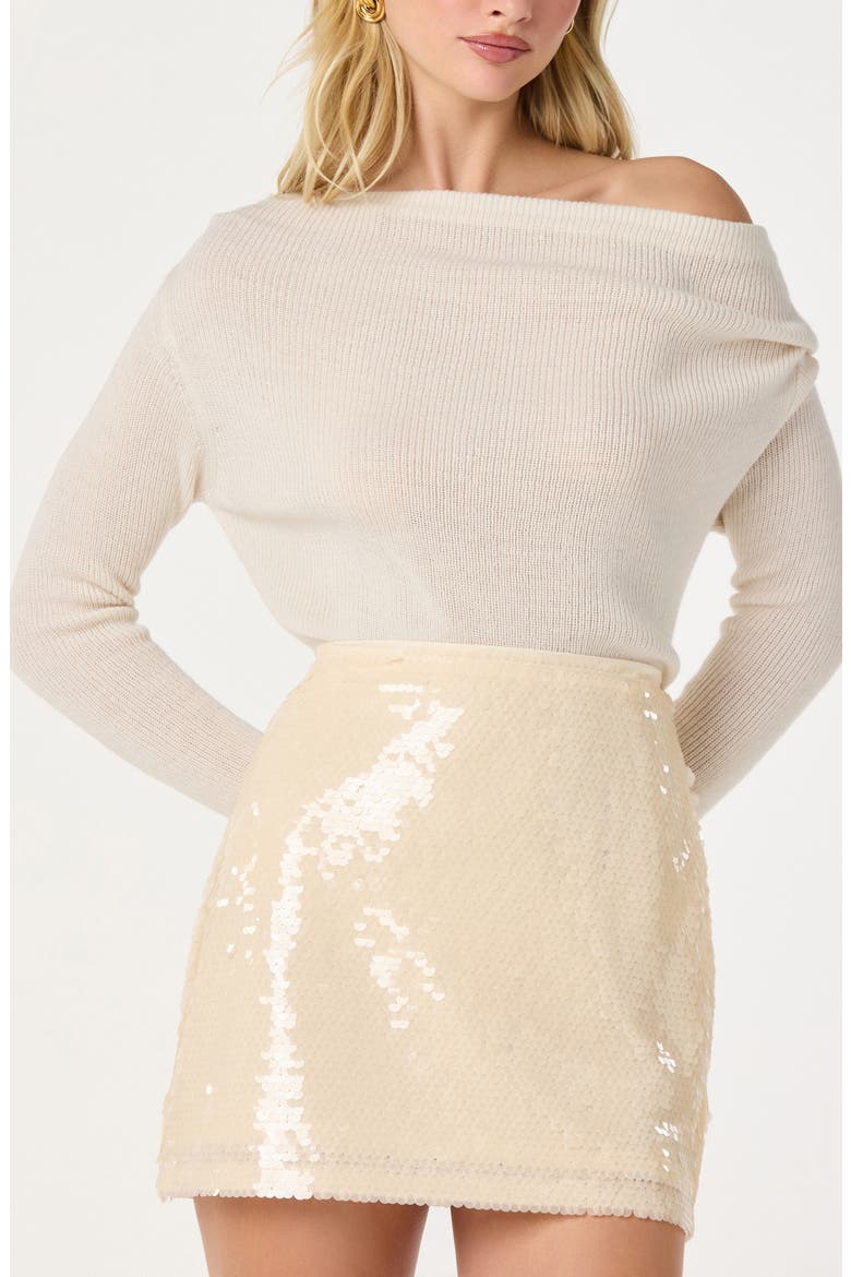 One-Shoulder Rib Sweater, Alternate, color, CREAM