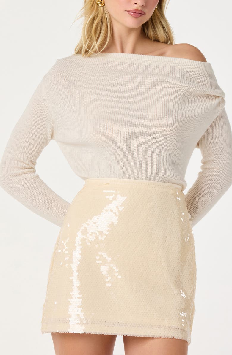 ASTR the Label One-Shoulder Rib Sweater, Alternate, color, Cream