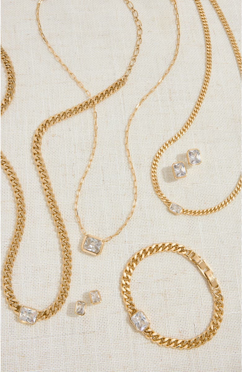 Stella & Dot Bezel Station Curb Chain Bracelet, Alternate, color, Gold