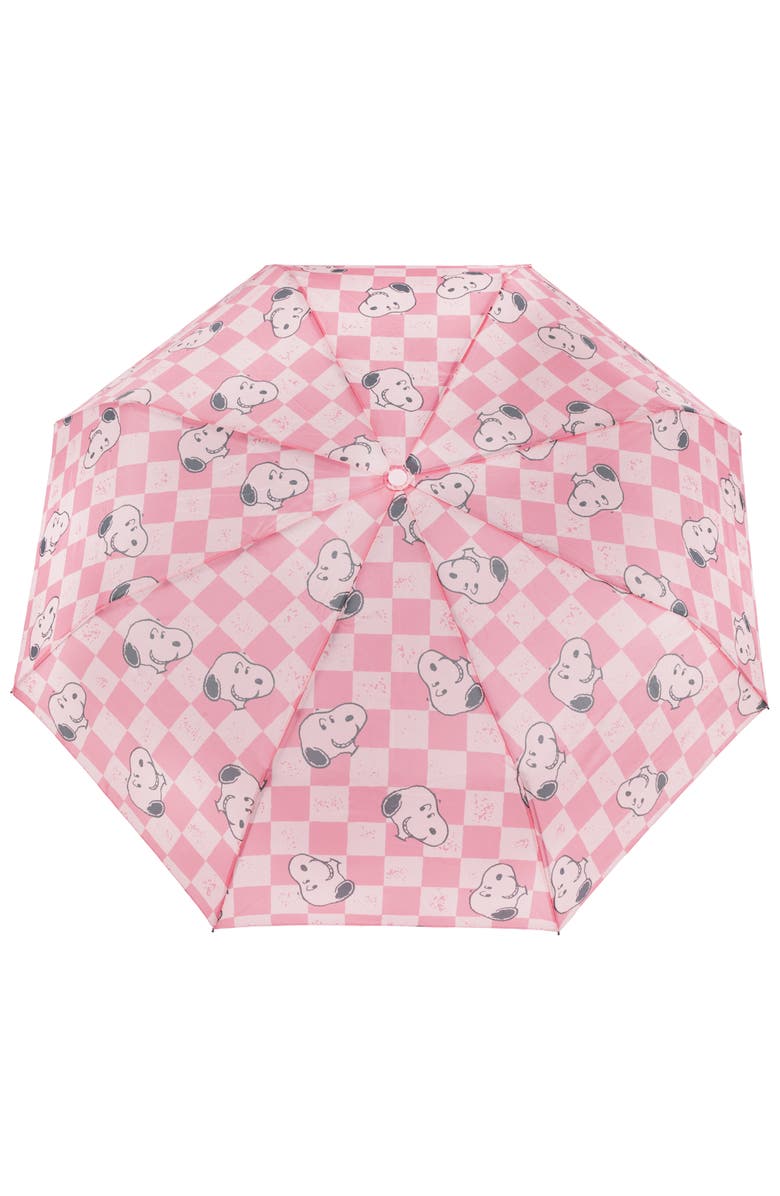 PEANUTS Checker Umbrella, Alternate, color, Pink