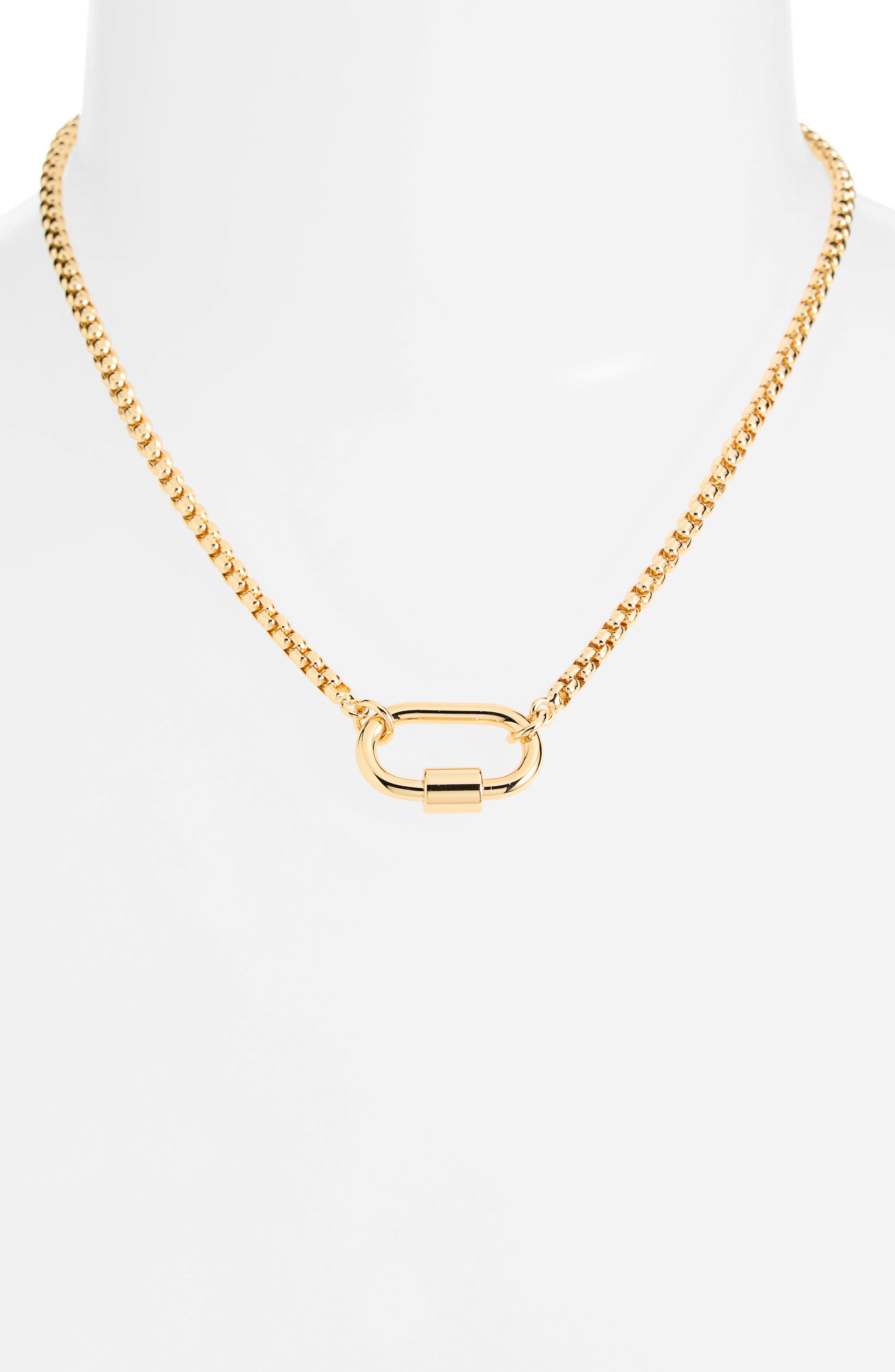 Madewell Mini Carabiner Puffy Box Chain Necklace (Women) | Nordstrom
