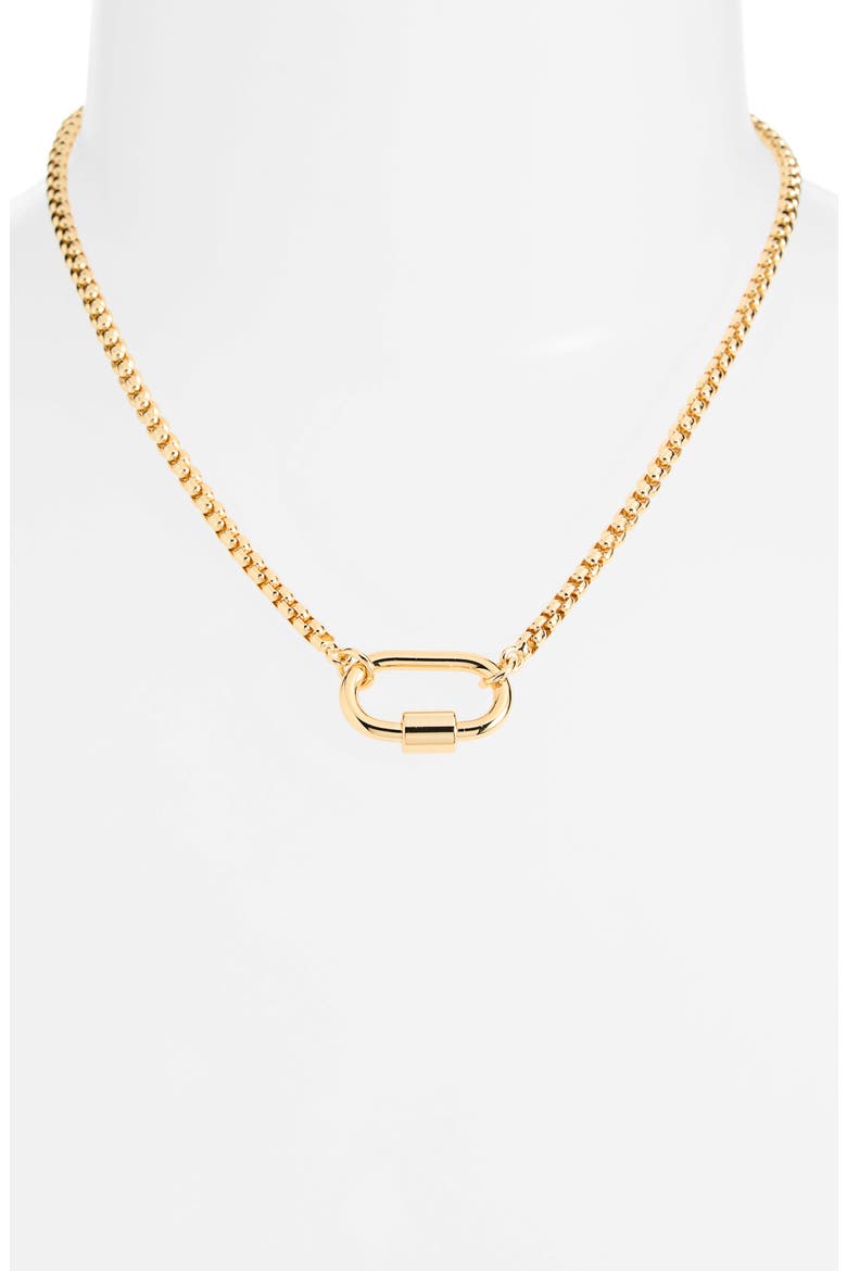 Mini Carabiner Puffy Box Chain Necklace, Alternate, color, WARM GOLD