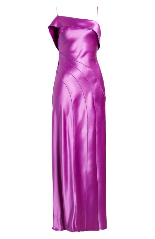 Acler Zetland Ruffle Satin Gown In Deep Mulberry