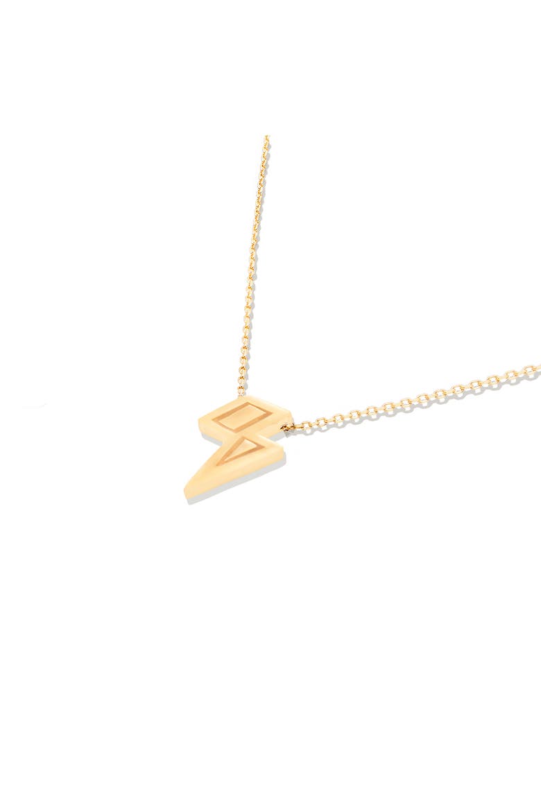 Mini Juju Lightning Bolt Charm Necklace, Alternate, color, Gold