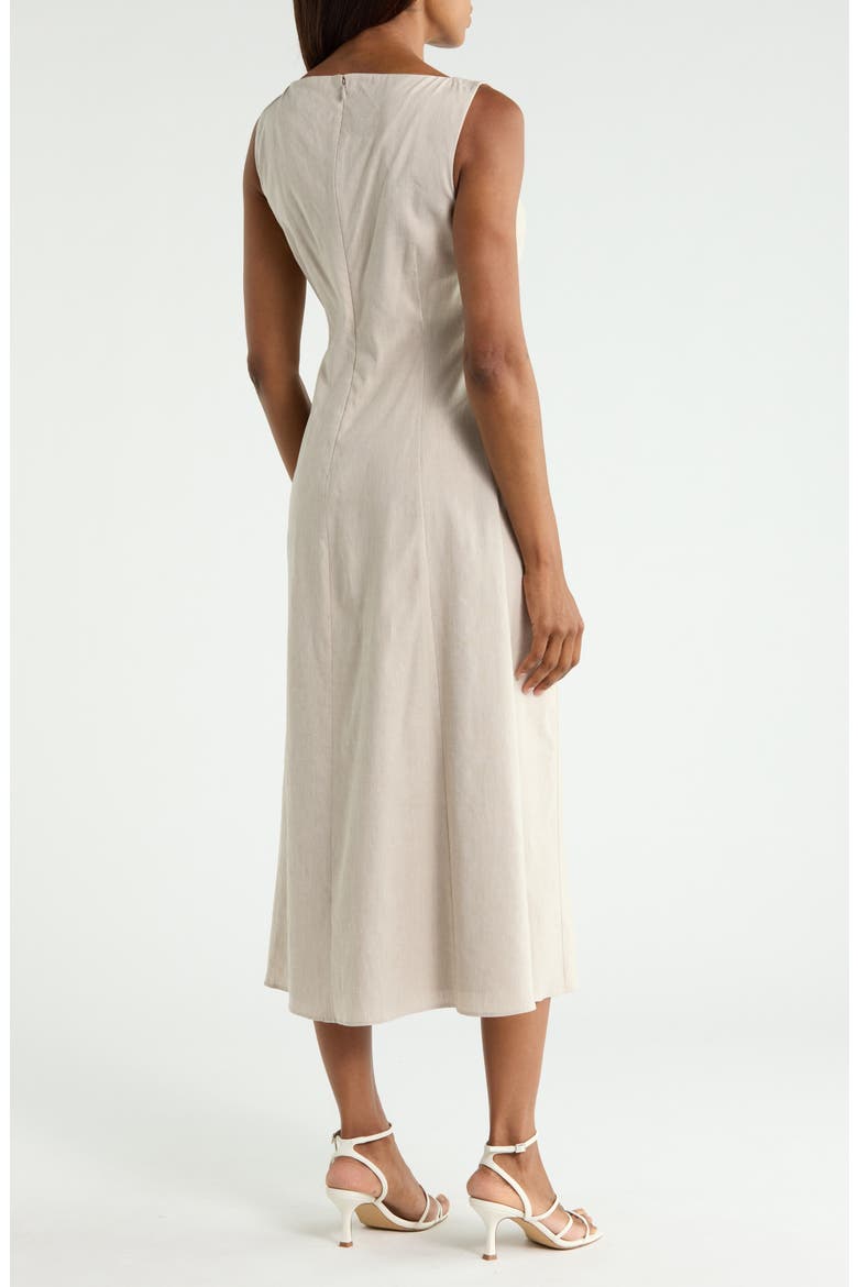 Boat Neck Linen Blend Dress, Alternate, color, OATMEAL MELANGE