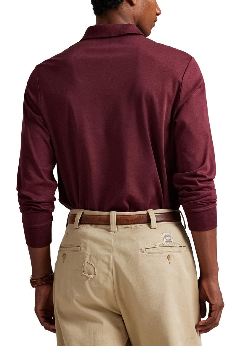 Long Sleeve Pima Cotton Polo, Alternate, color, SPRING WINE HEATHER