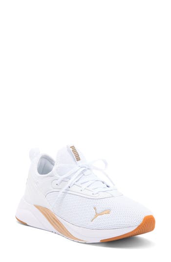Puma Softride Ruby Luxe Sneaker In  White- Gold-gum