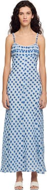 SANDRO Gingham linen maxi dress