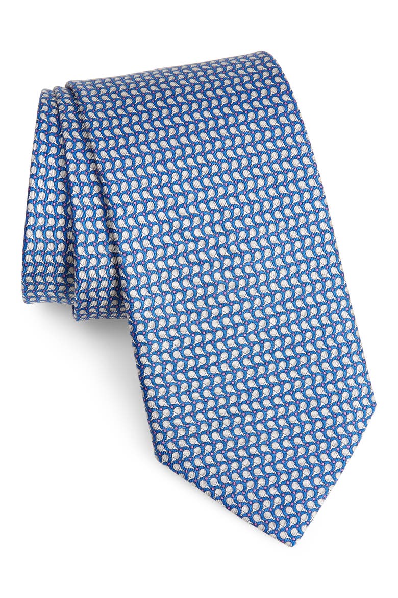 Salvatore Ferragamo Ming Ping-Pong Print Silk Tie, Main, color, BLUETTE