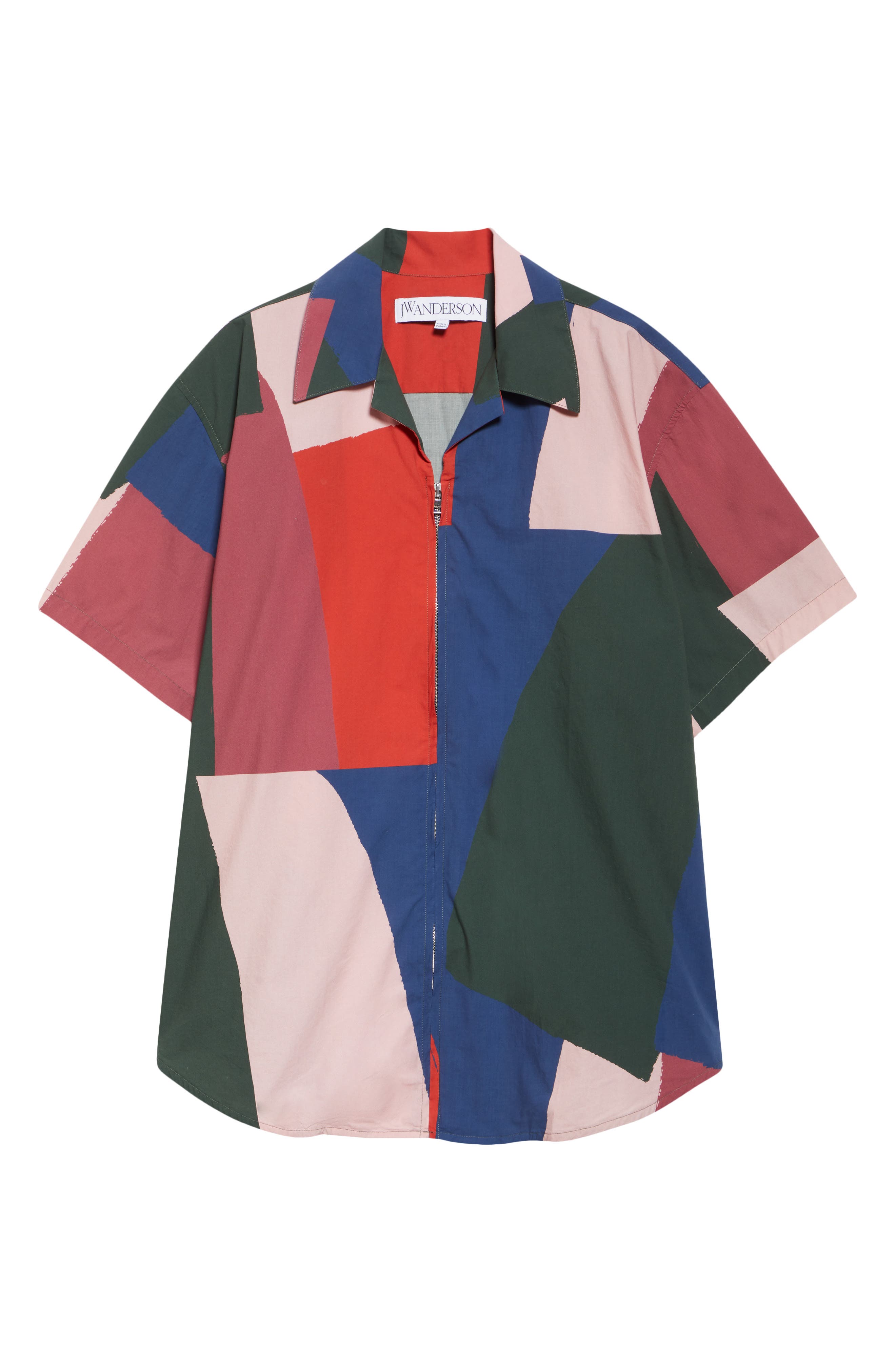 JW ANDERSON JW ANDERSON SCARF PRINT COTTON POPLIN ZIP SHIRT