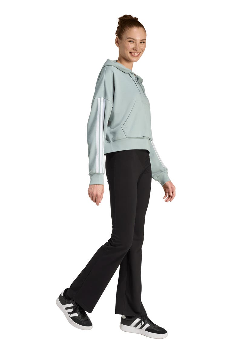 3-Stripes French Terry Hoodie, Alternate, color, WONDER SAGE/ WHITE