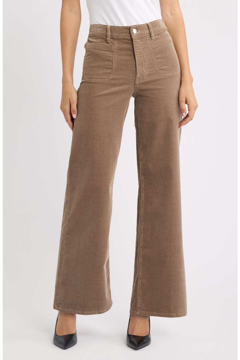 Le Slim Palazzo Patch Pocket High Waist Wide Leg Corduroy Jeans, Main, color, SOFT TAUPE