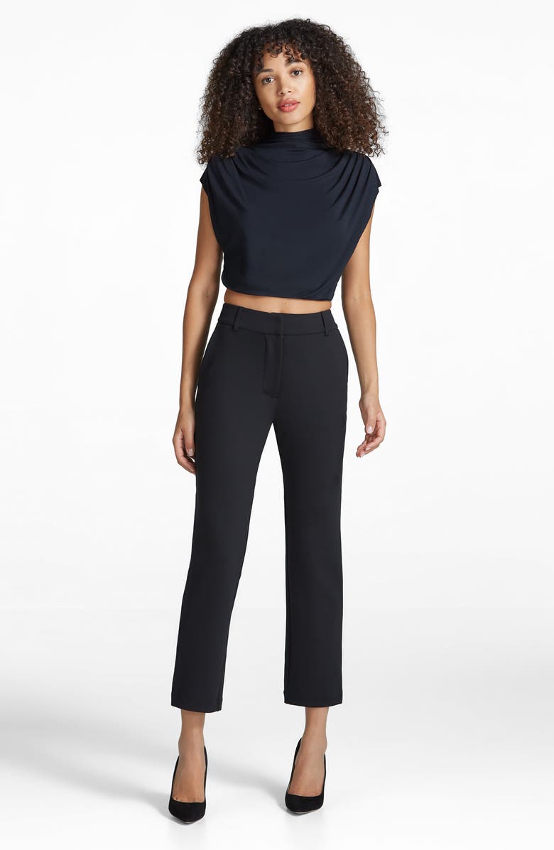 Commando Butter Draped Funnel Neck Crop Top, Alternate, color, Black