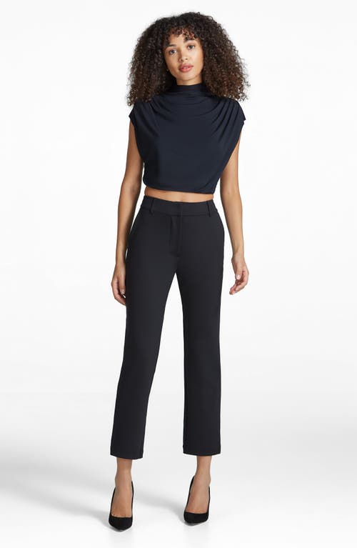 Commando Butter Draped Funnel Neck Crop Top In Black