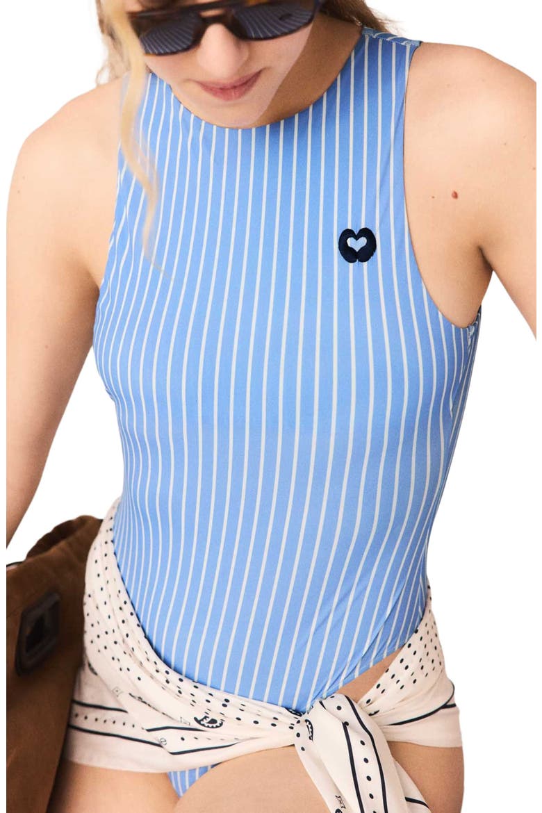 Striped bodysuit, Alternate, color, Blue white stripes