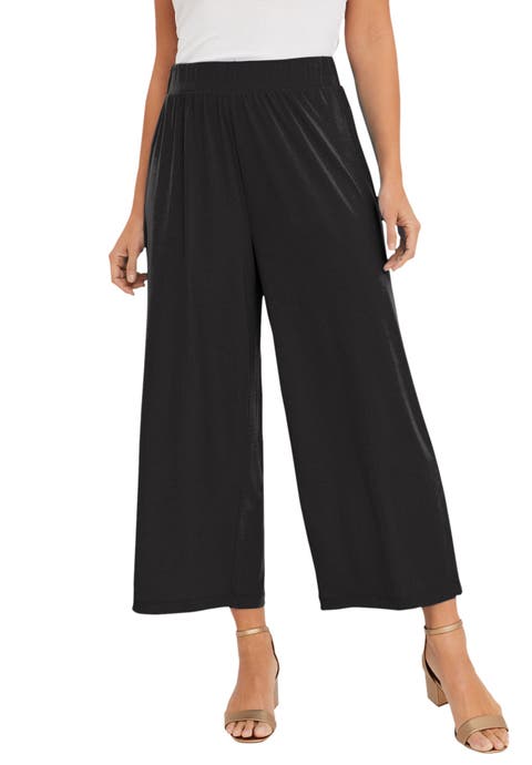 Stretch Knit Wide Leg Crop Pant (Plus Available)