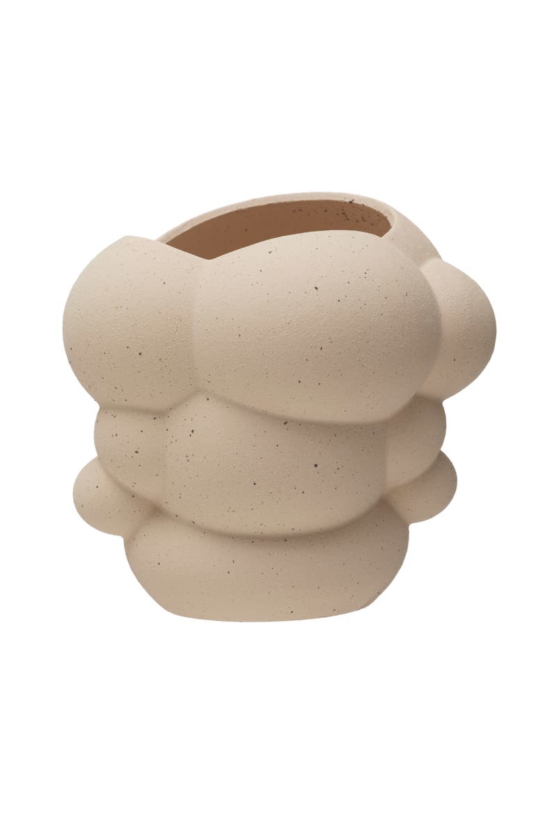 Bloomingville Stoneware Organic Shaped Vase, Cream Sand Finish, Main, color, Cream