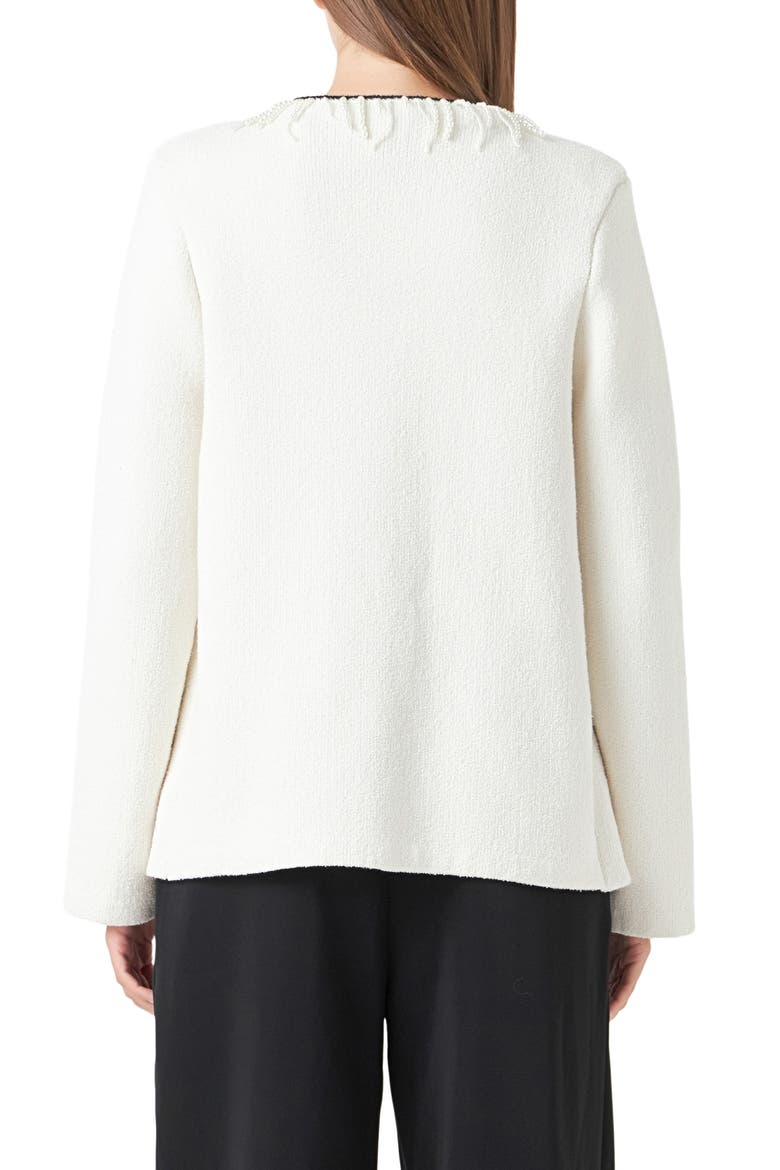 Imitation Pearl Trim Cardigan, Alternate, color, CREAM
