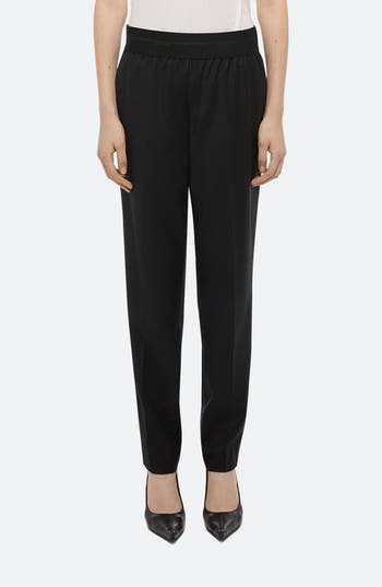 Helmut Lang Tapered Wool Twill Straight Leg Pants In Black