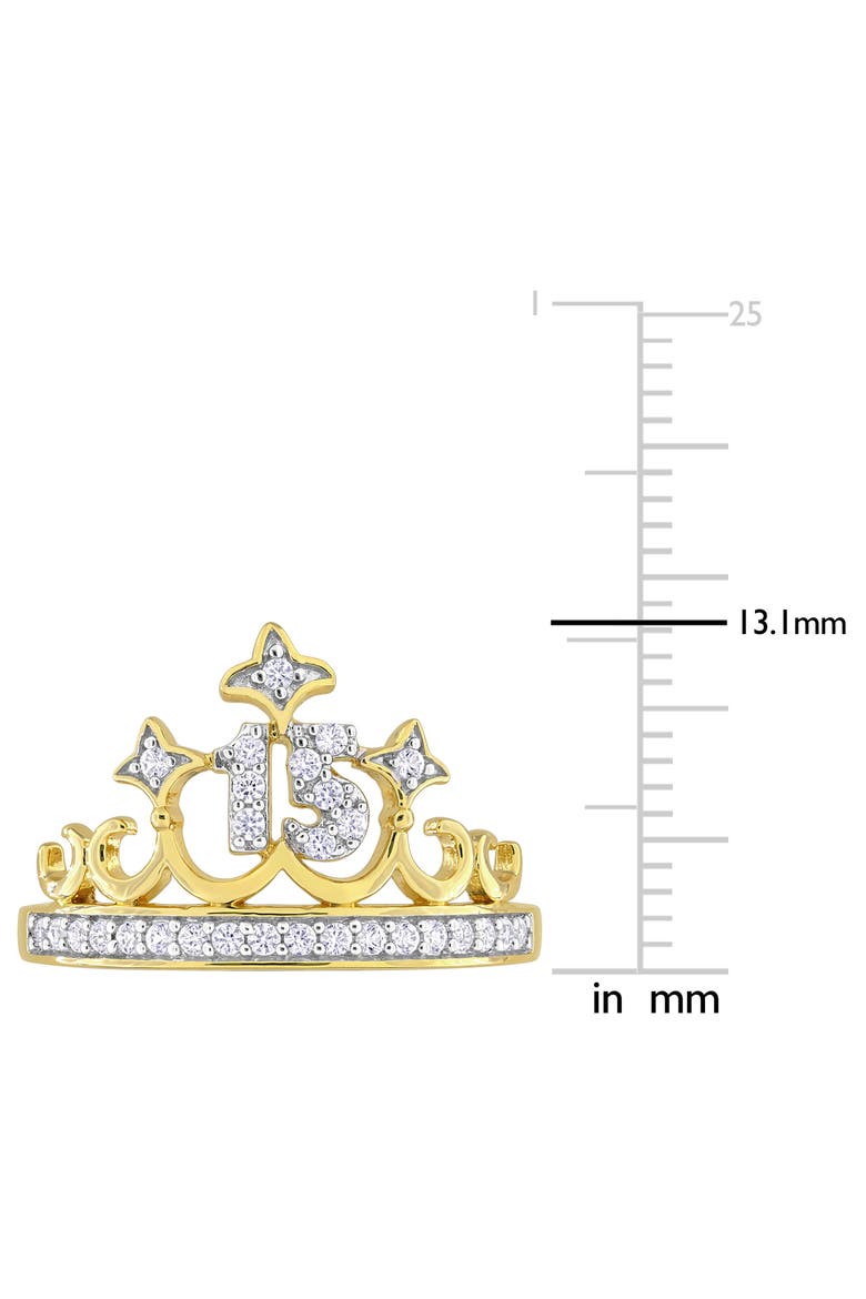 Created White Sapphire 15 Crown Quinceañera Ring, Alternate, color, GOLD