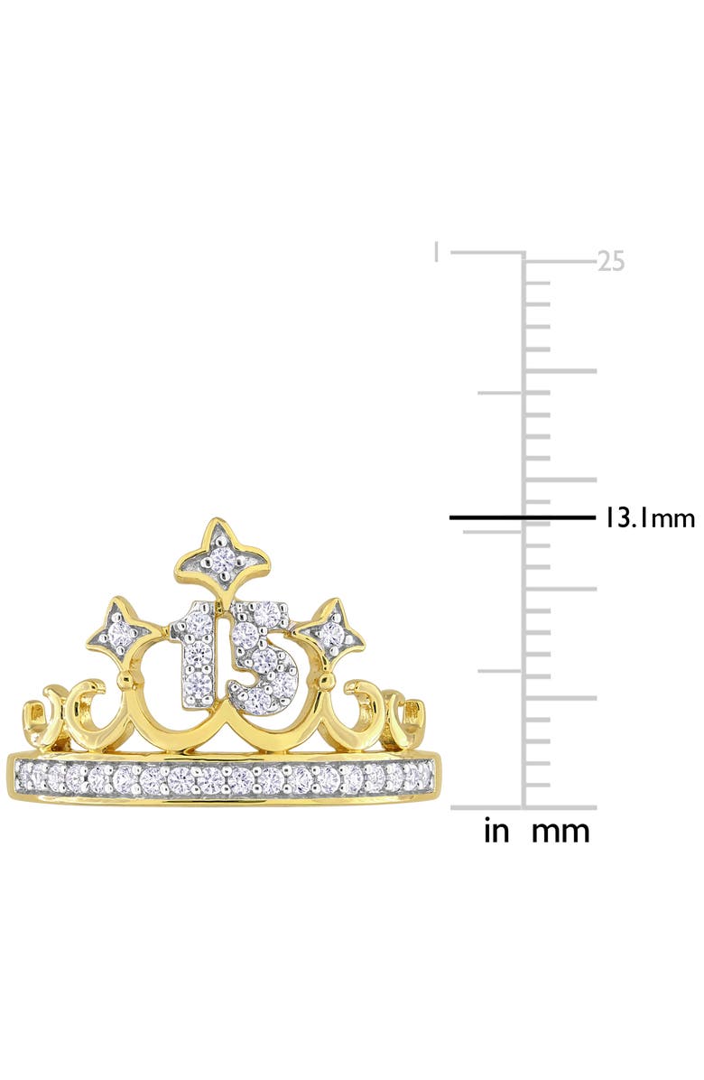 DELMAR Created White Sapphire 15 Crown Quinceañera Ring, Alternate, color, Gold