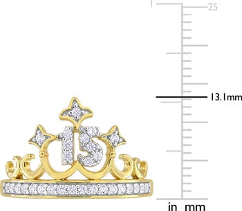 Created White Sapphire 15 Crown Quinceañera Ring
