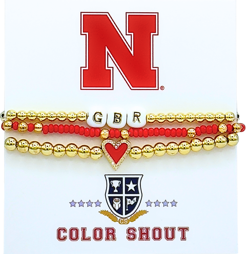 Nebraska Love My College Bracelet Stack