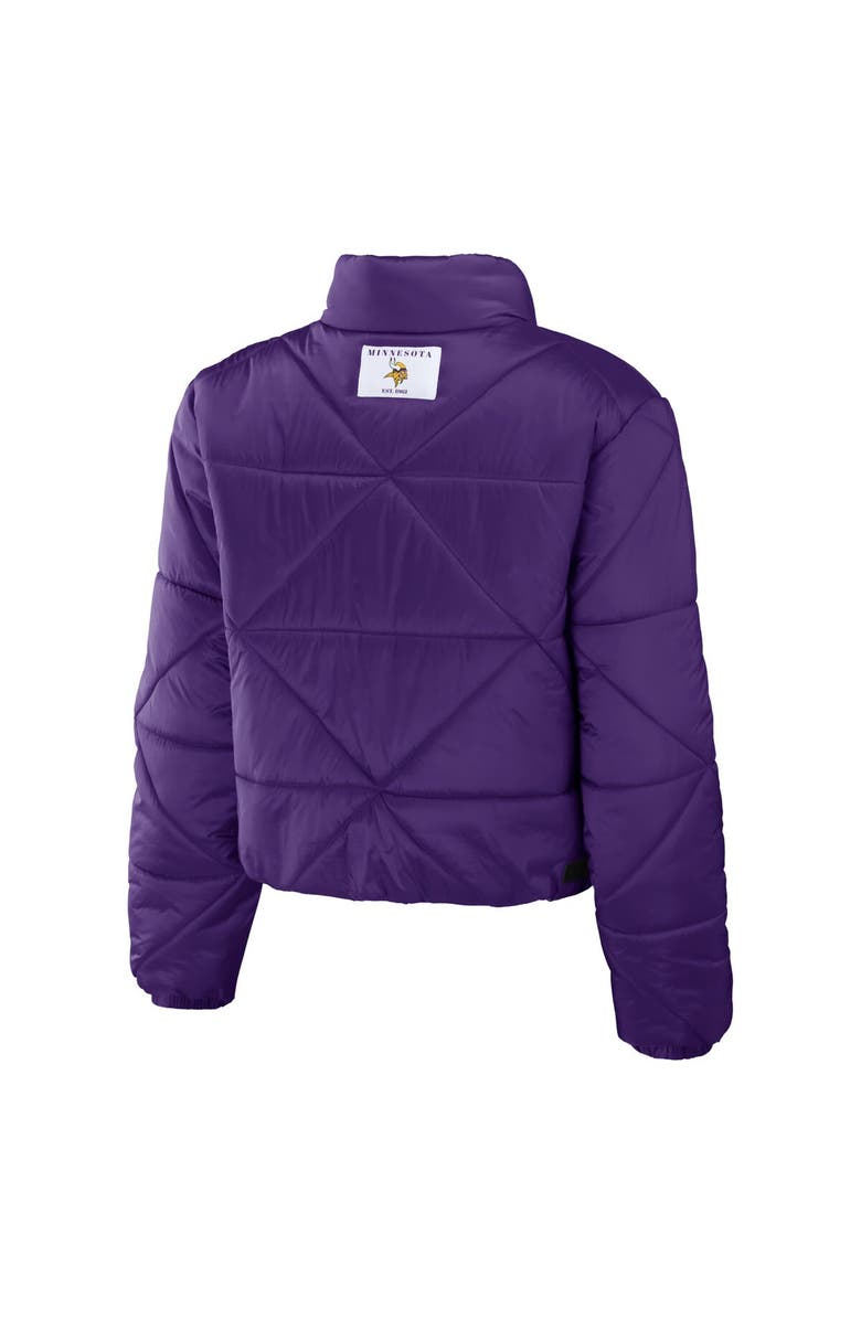 WEAR by Erin Andrews Women's WEAR by Erin Andrews  Purple Minnesota Vikings Cropped Puffer Full-Zip Jacket, Alternate, color, Purple