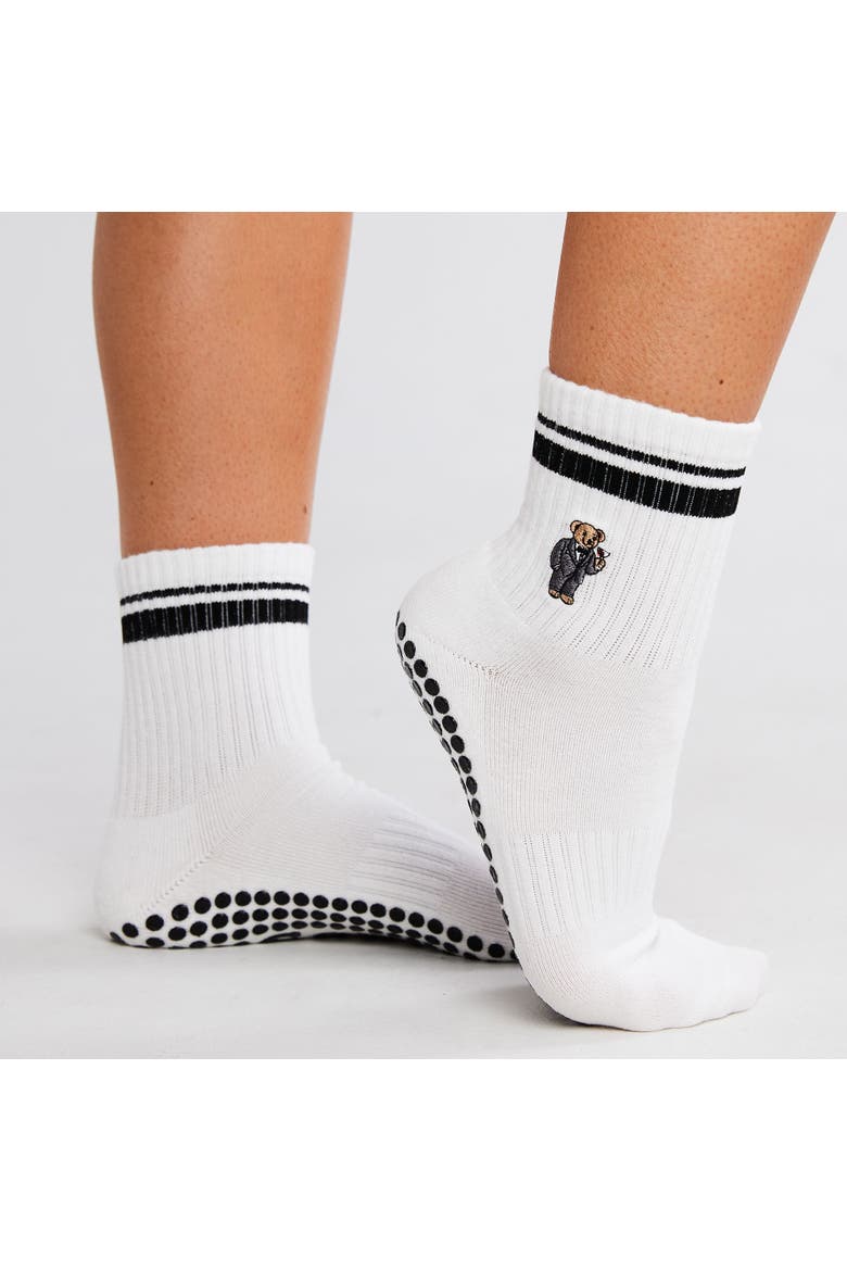 Cocktail Teddy Grip Socks, Main, color, White
