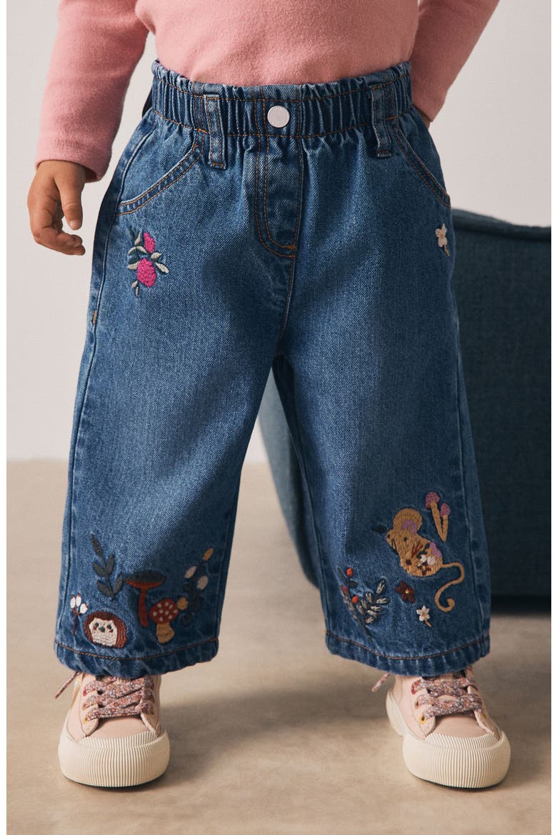Kids' Floral Character Embroidered Jeans, Alternate, color, BLUE