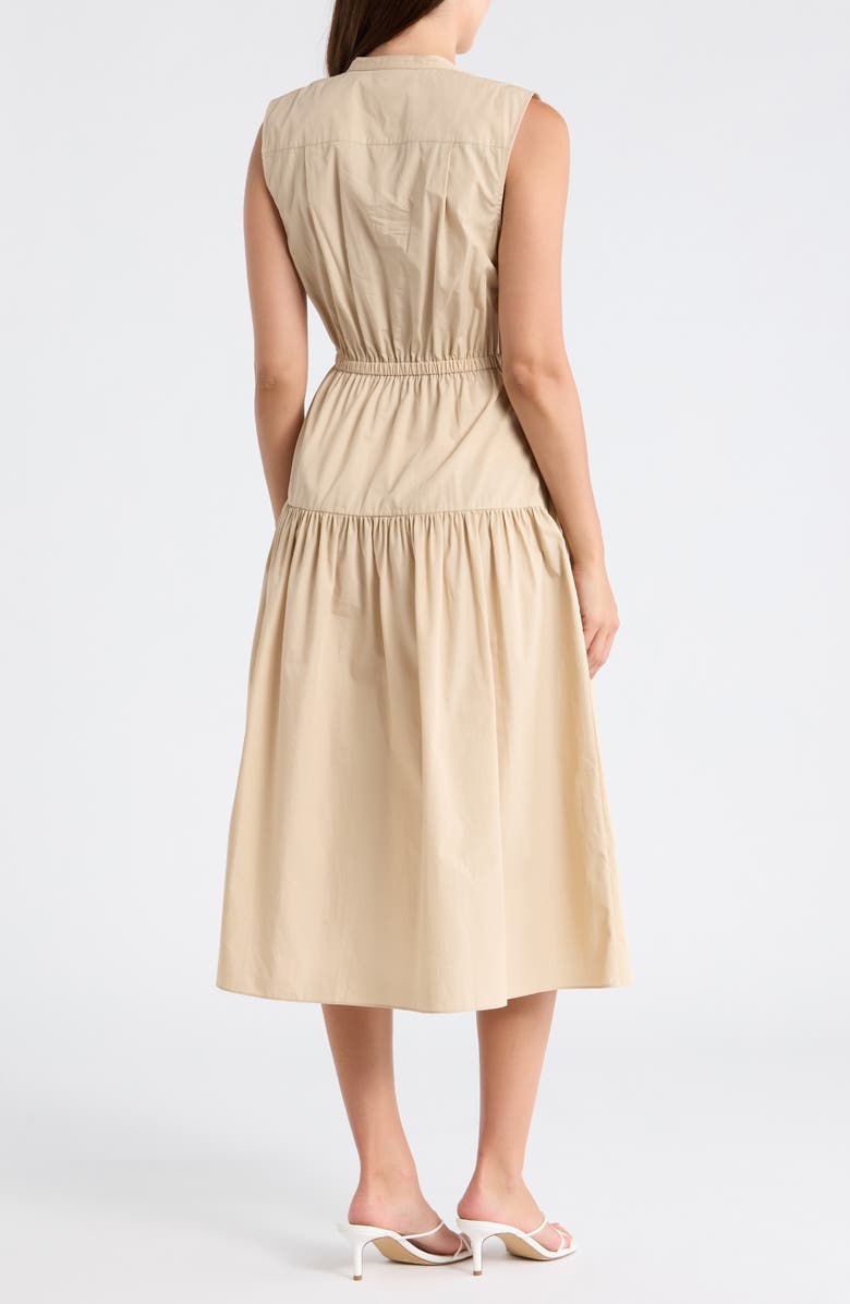 Derek Lam 10 Crosby Margaret Sleeveless Poplin Midi Dress, Alternate, color, Safari