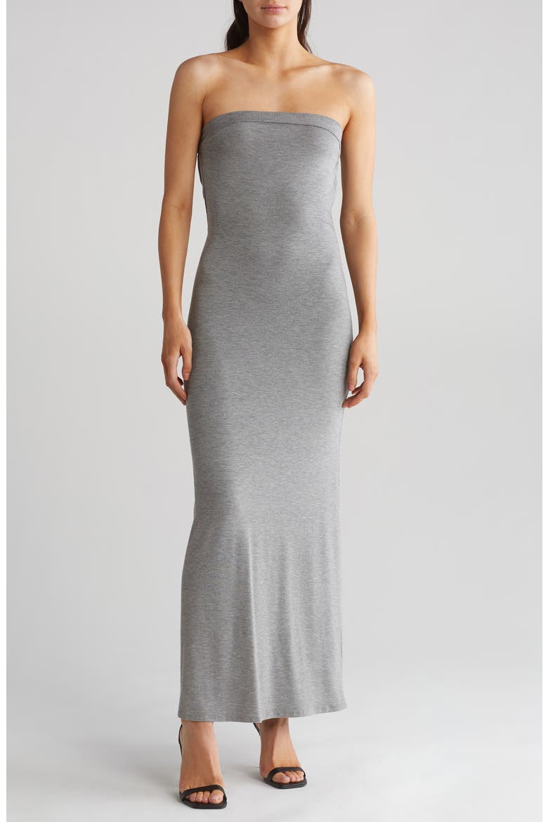 Strapless Maxi Dress, Main, color, CHARCOAL
