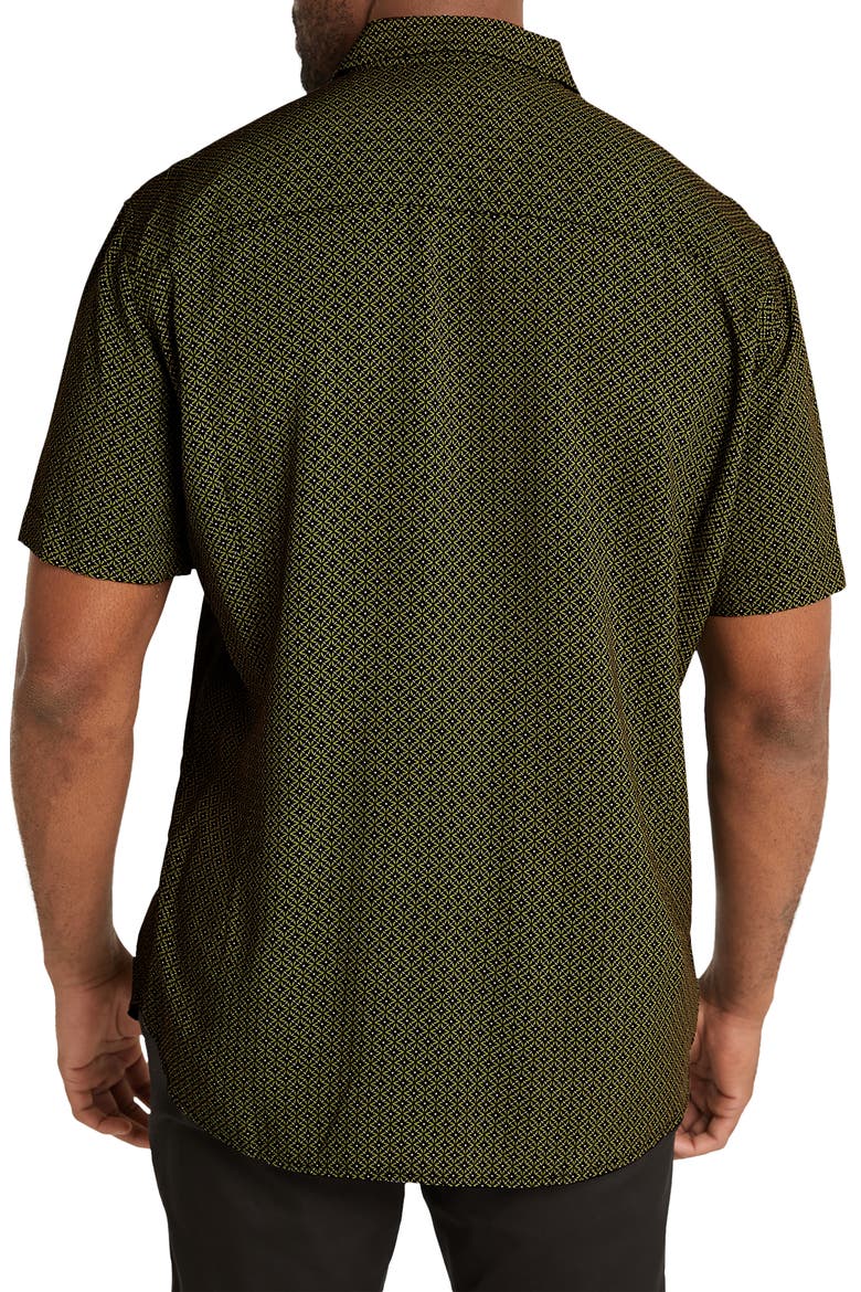 Flynn Geo Print Short Sleeve Button-Up Shirt, Alternate, color, GREEN
