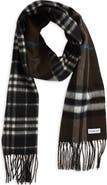 Burberry Medium Check Reversible Cashmere Fringe Scarf