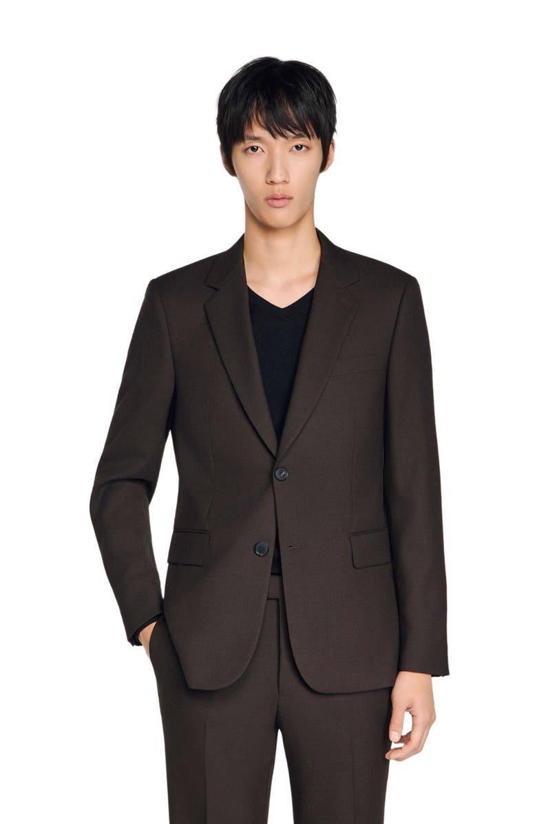 SANDRO Wool suit jacket, Alternate, color, Chocolate