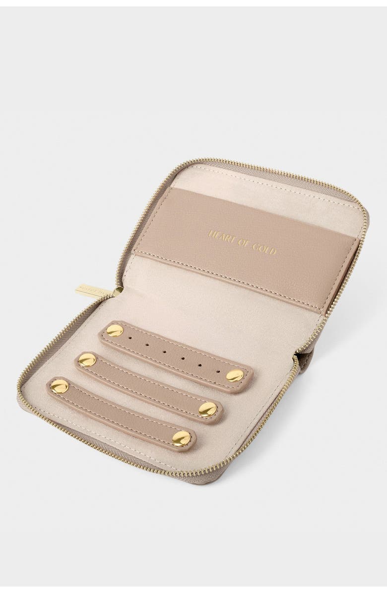 Katie Loxton Slim Jewelry Case 'Heart Of Gold', Alternate, color, Taupe