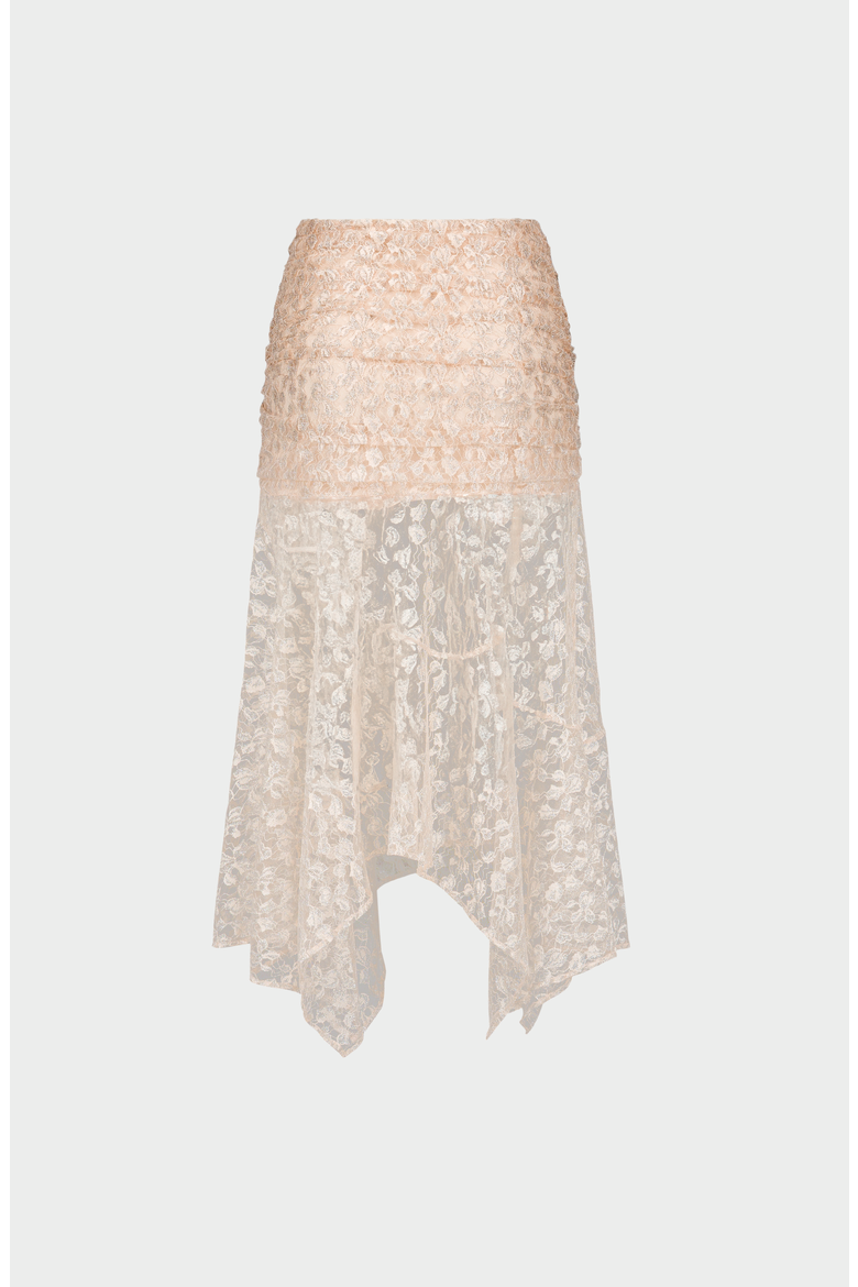 Metallic Lace Skirt, Alternate, color, Metallic Beige