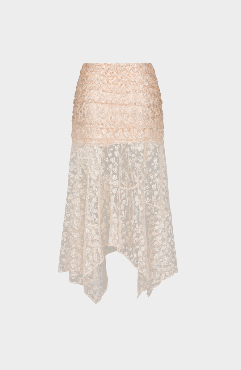 SAEMDI Metallic Lace Skirt, Alternate, color, Metallic Beige