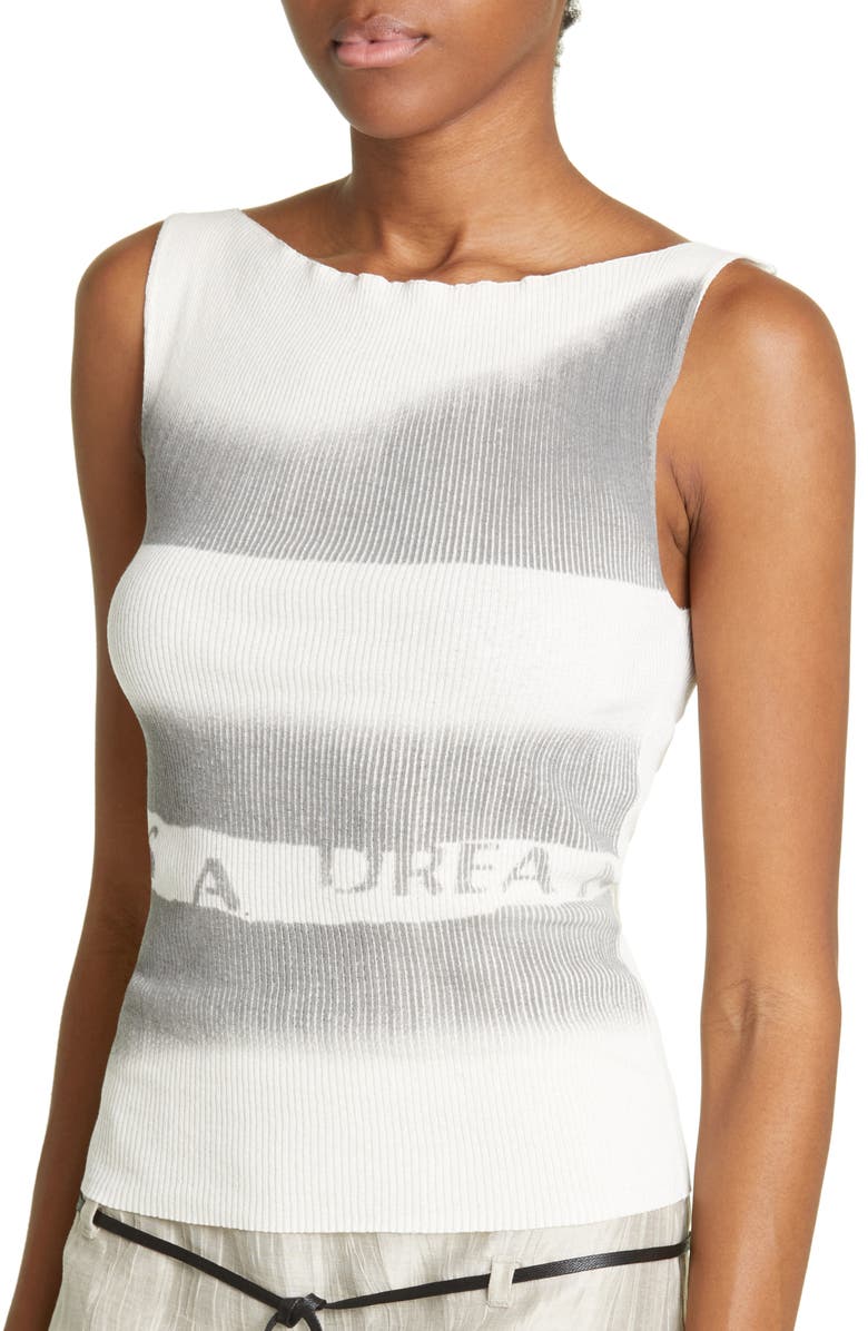 Paloma Wool Violet Sleeveless Stripe Bateau Neck Organic Cotton Rib Top, Alternate, color,