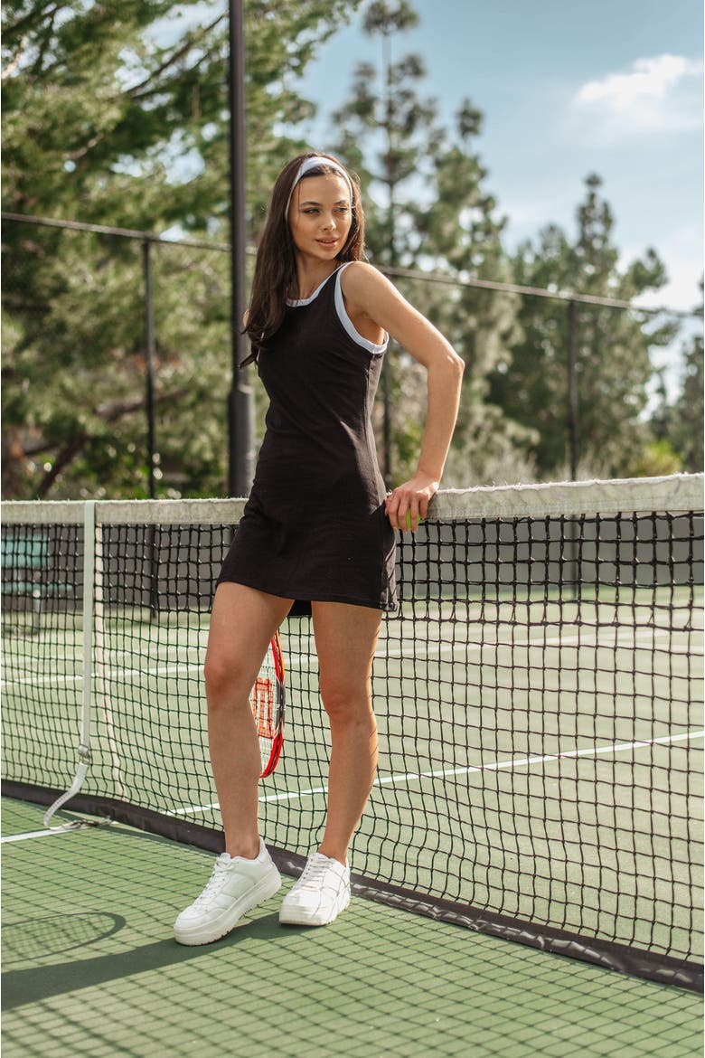 Willa Organic Cotton Active Mini Dress, Alternate, color, White/Black