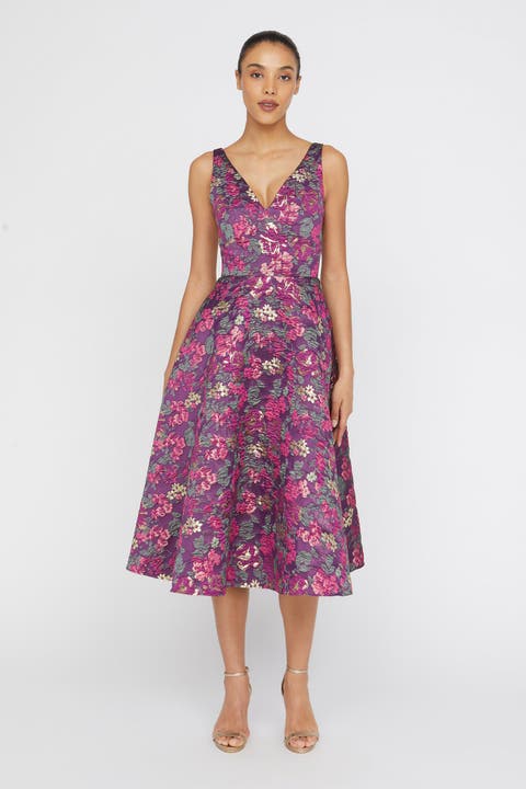 Pia Jacquard Tea Length Dress