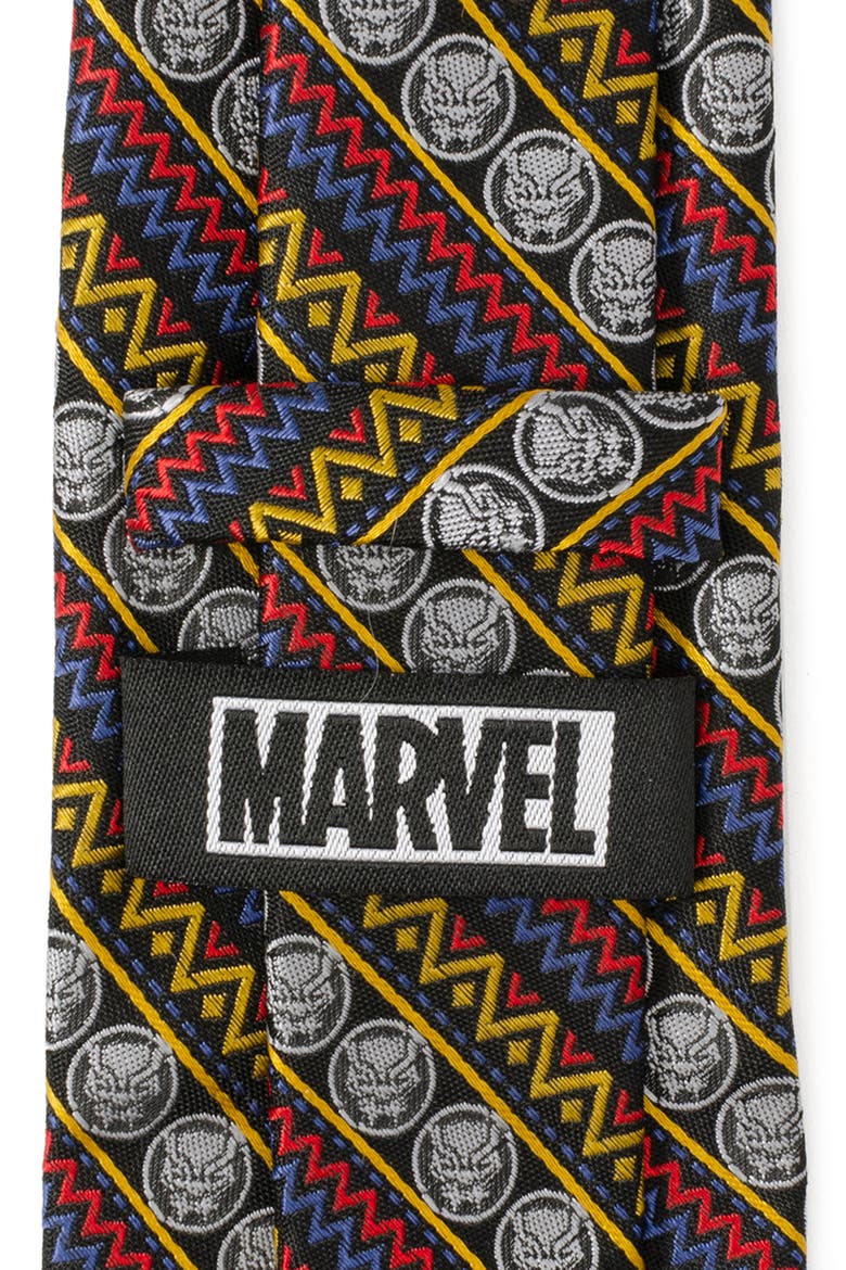 Black Panther Stripe Silk Blend Tie, Alternate, color, BLACK