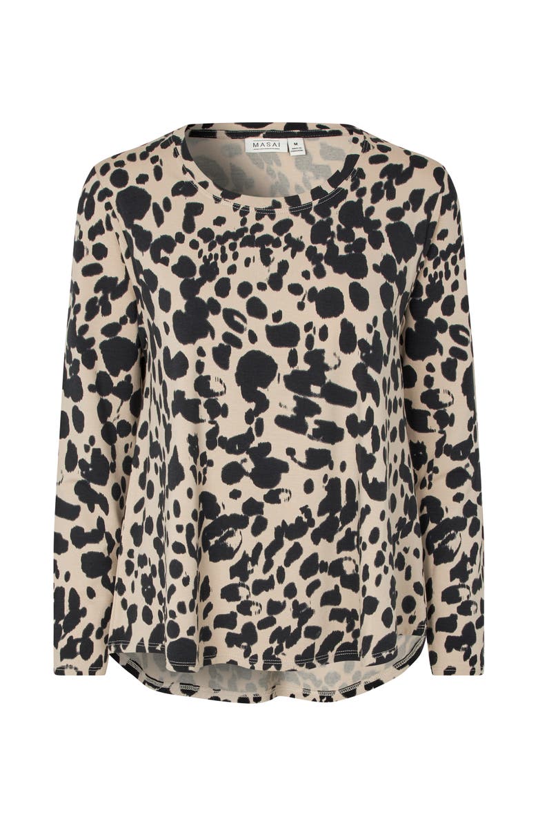 Masai Copenhagen Badisna Long Sleeve Animal Print Blouse, Alternate, color, Oxford Tan