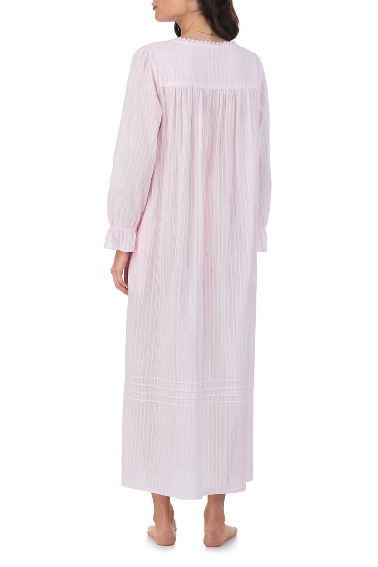 Long Sleeve Cotton Dobby Nightgown, Alternate, color, BLUSH