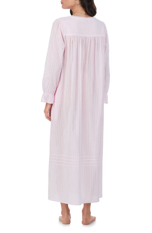 Eileen West Long Sleeve Cotton Dobby Nightgown In Blush